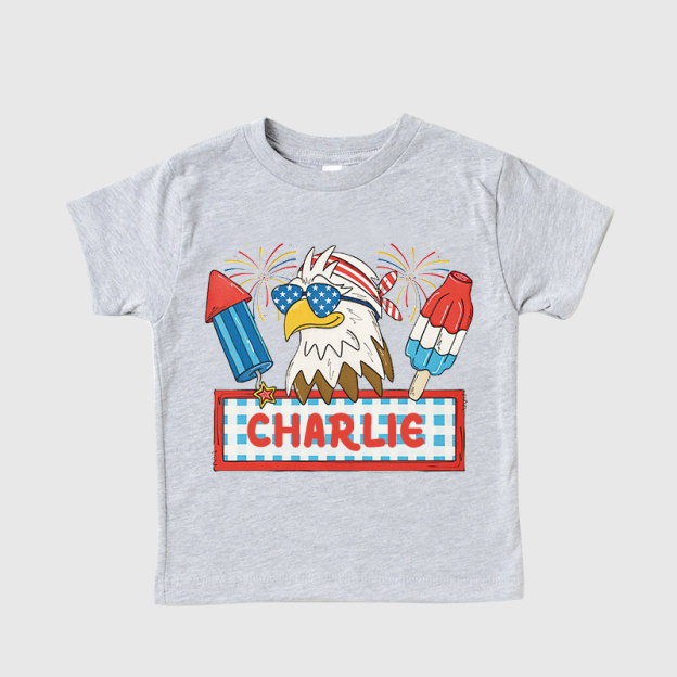 Personalized Kid 4th Of July Eagle Firework Independence T-Shirt| Cloth1461
