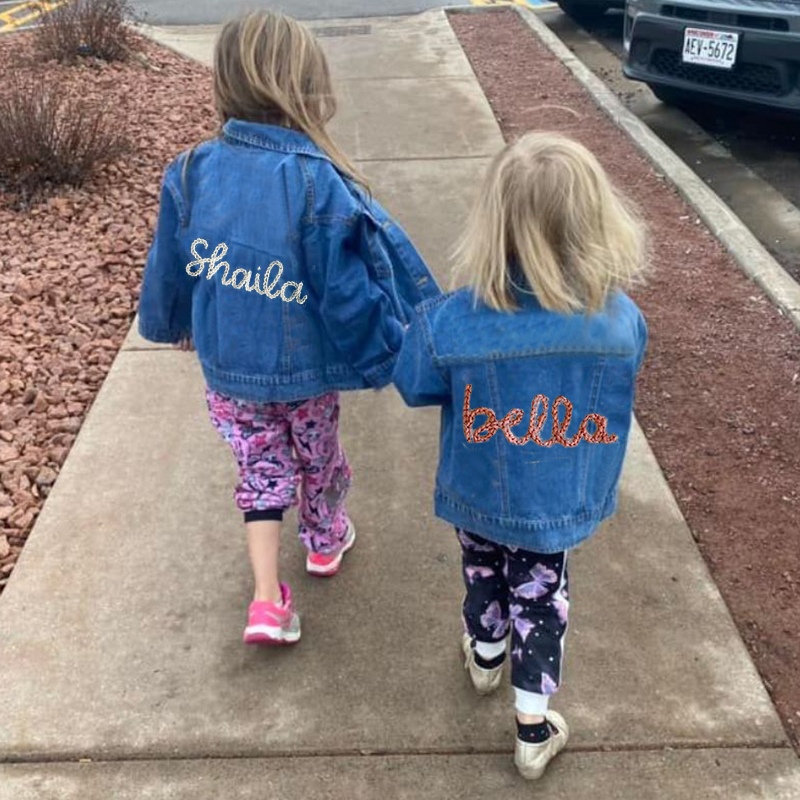 Personalized Kids Hand Embroidered Denim Jacket| Cloth161