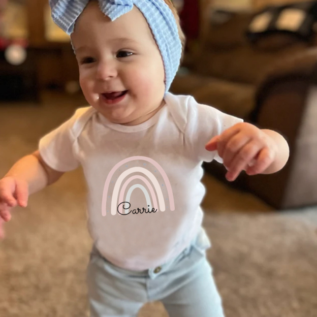 Personalized Baby Girl Rainbow Cozy Onesie| BBCloth27