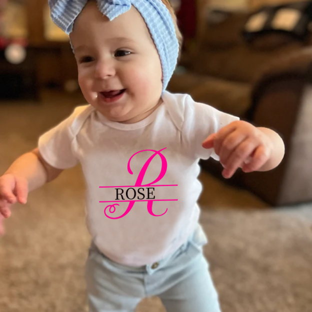 Personalized Baby Split Monogram Alphabet Onesie| BBCloth47