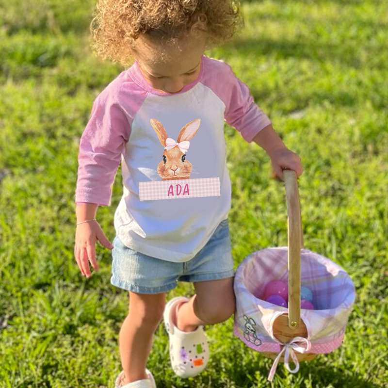 Personalized Kids Easter Bunny Long Sleeves Shirt| Cloth12430