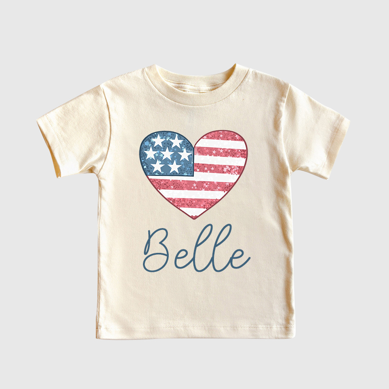 Personalized Kid 4th Of July Heart Independence T-Shirt| Cloth1453