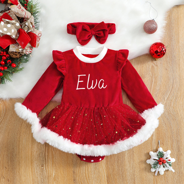 Personalized Girl Christmas Star Dress| Cloth65