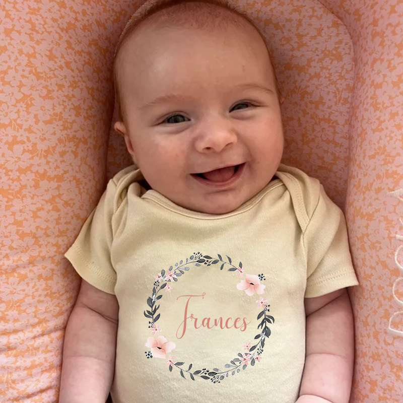 Personalized Baby Girl Floral Cozy Onesie| BBCloth28