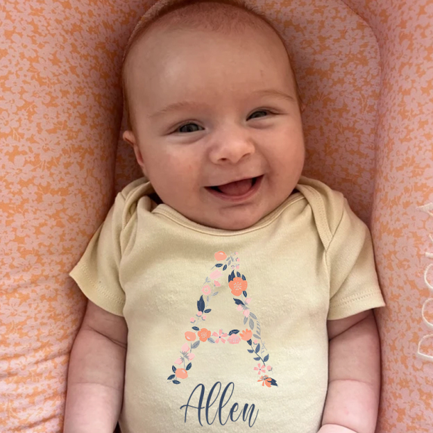 Personalized Baby Girl Floral Cozy Onesie| BBCloth45