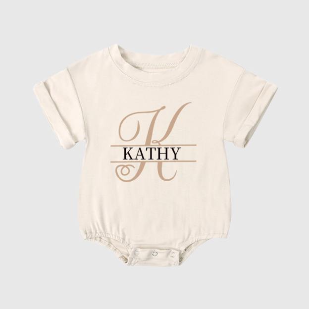 Personalized Baby Split Monogram Alphabet Bubble Romper| BBCloth46