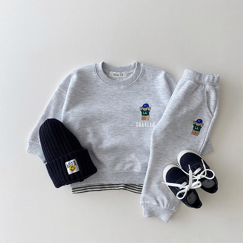 ]Personalized Kids Bear Sweatshirt Set| Cloth66