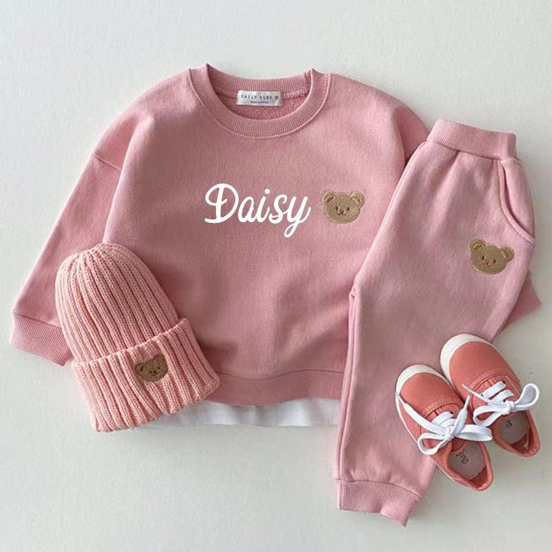 Personalized Kids Bear Sweatshirt Set| cltoh73 (Beanie and Shoes not included)