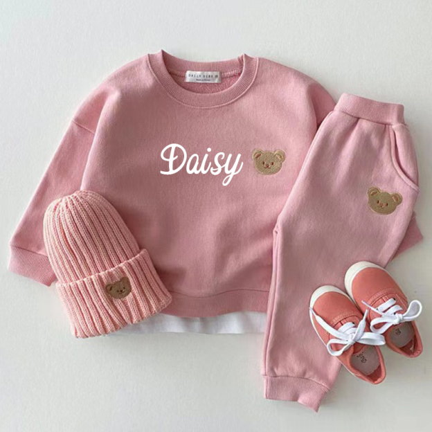 Personalized Kids Bear Sweatshirt Set| cltoh73 (Beanie and Shoes not included)
