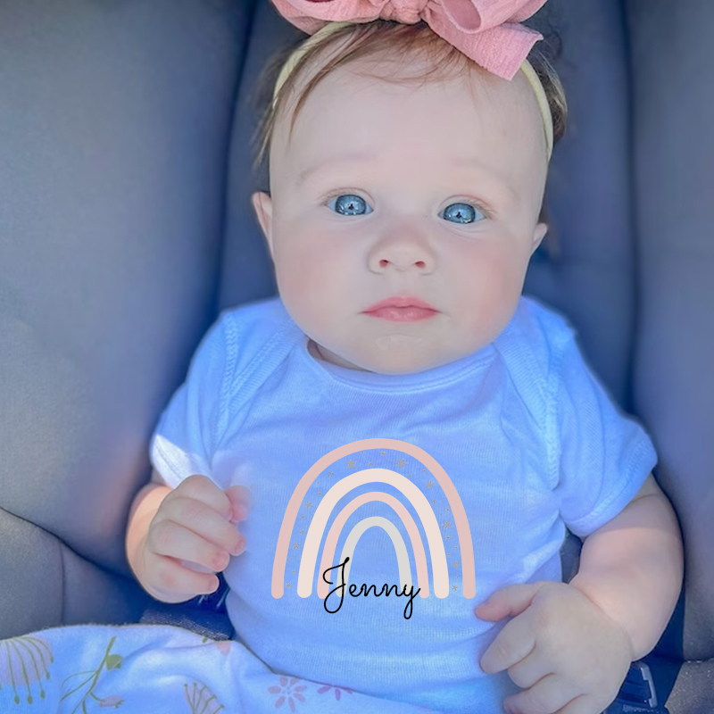 Personalized Baby Girl Rainbow Cozy Onesie| BBCloth27