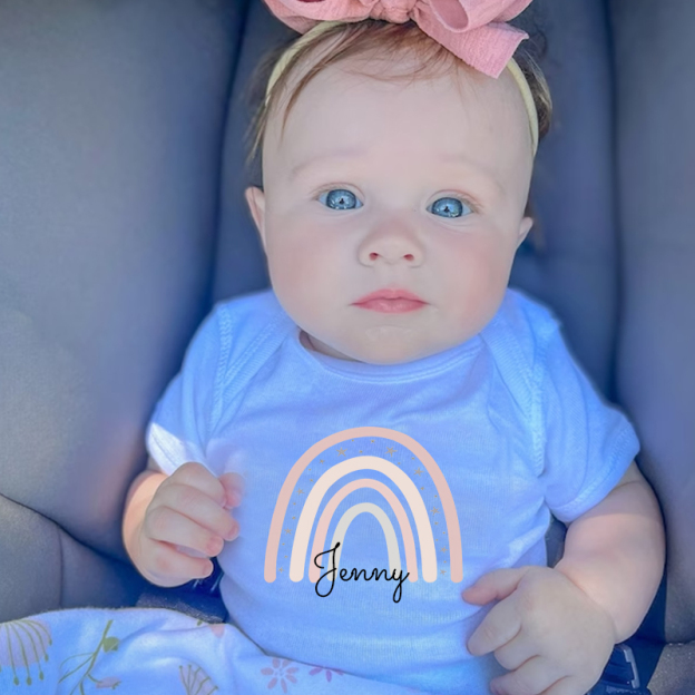Personalized Baby Girl Rainbow Cozy Onesie| BBCloth27