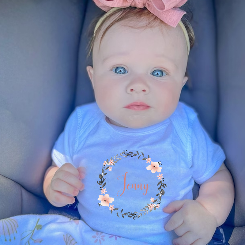 Personalized Baby Girl Floral Cozy Onesie| BBCloth28