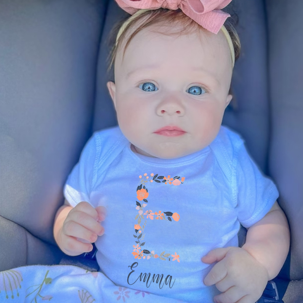 Personalized Baby Girl Floral Cozy Onesie| BBCloth45