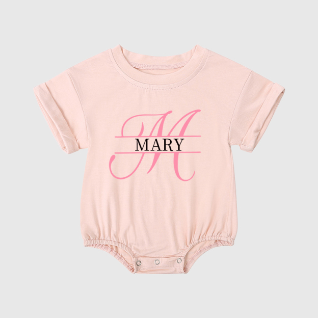 Personalized Baby Split Monogram Alphabet Bubble Romper| BBCloth46
