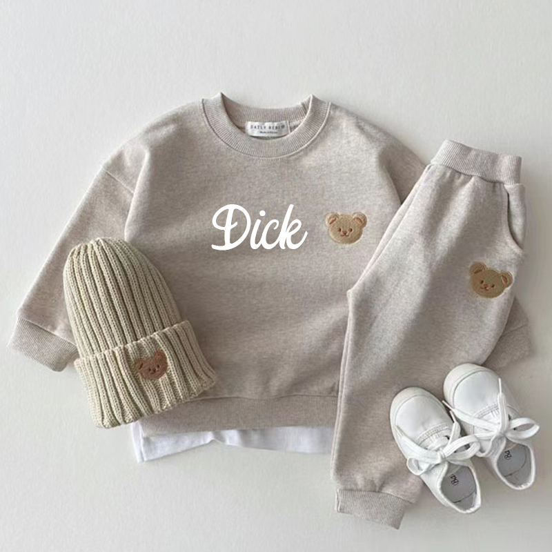 Personalized Kids Bear Sweatshirt Set| cltoh73 (Beanie and Shoes not included)