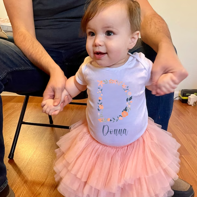 Personalized Baby Girl Floral Cozy Onesie| BBCloth45