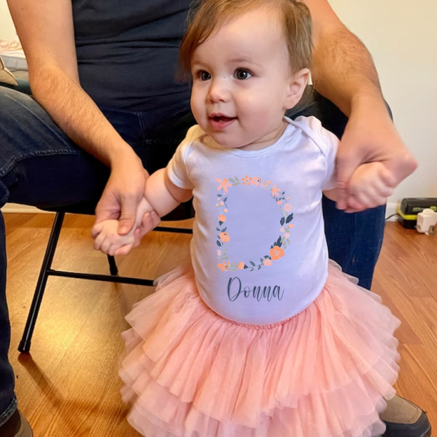 Personalized Baby Girl Floral Cozy Onesie| BBCloth45