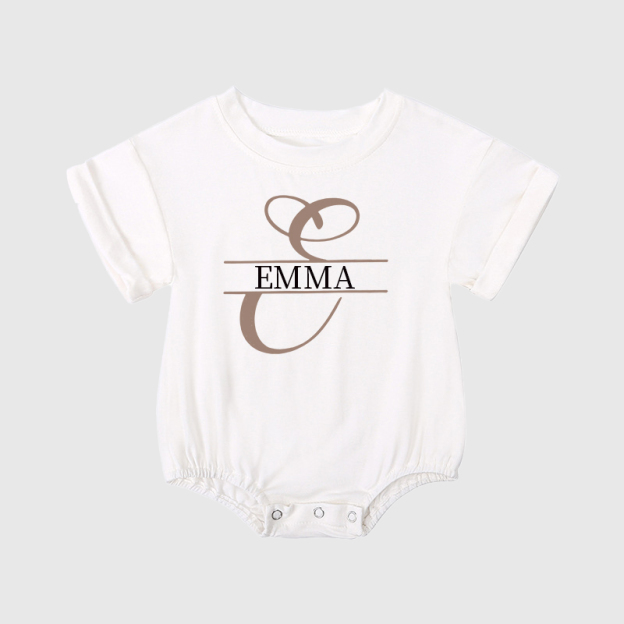 Personalized Baby Split Monogram Alphabet Bubble Romper| BBCloth46