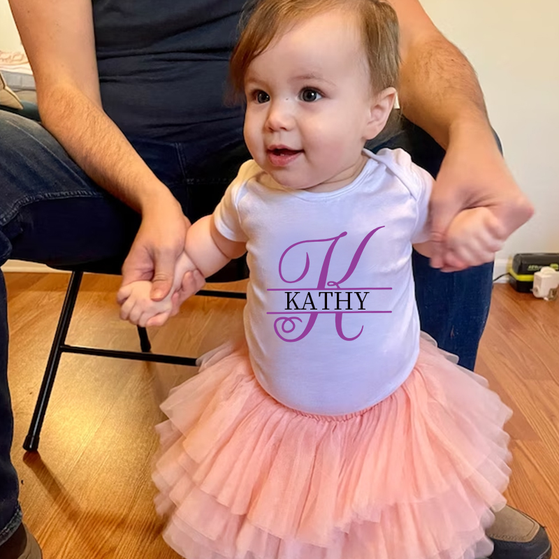 Personalized Baby Split Monogram Alphabet Onesie| BBCloth47