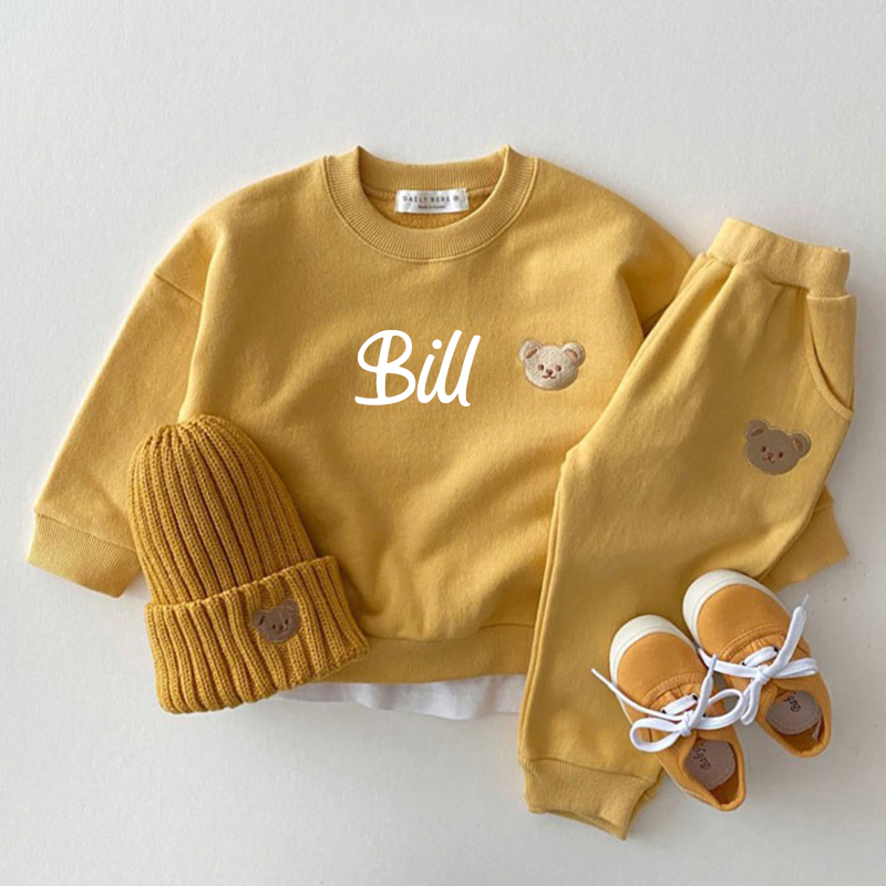 Personalized Kids Bear Sweatshirt Set| cltoh73 (Beanie and Shoes not included)