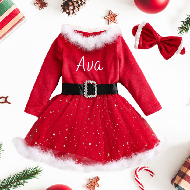 Personalized Girl Christmas Dress| Cloth64