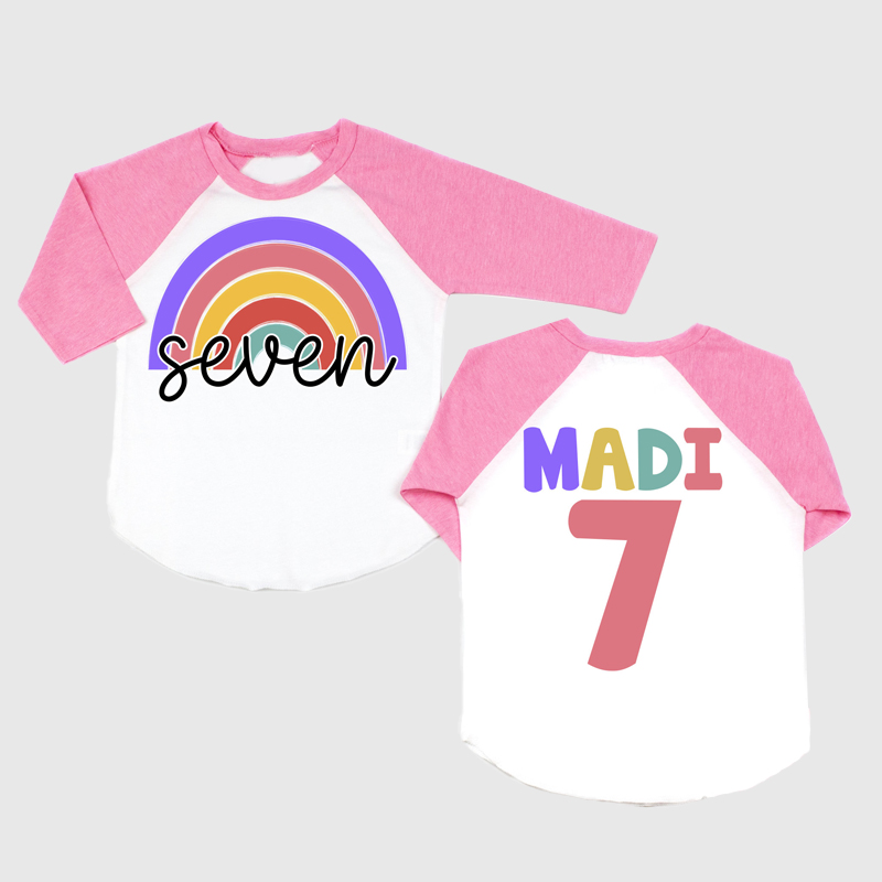 Personalized Girls Birthday Rainbow Long Sleeves Shirt| Cloth135