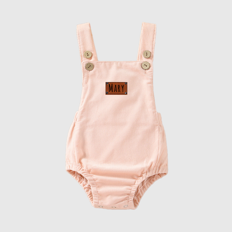 Personalized Leather Patch Baby overalls suspenders| BBCloth31
