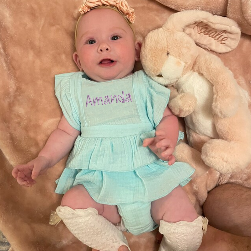 Personalized Baby Girl embroidered Ruffle Romper| BBCloth33