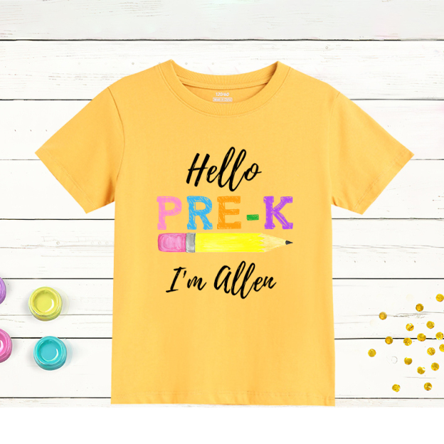Personalized Kids Hello Pre-k T-Shirt| Cloth144