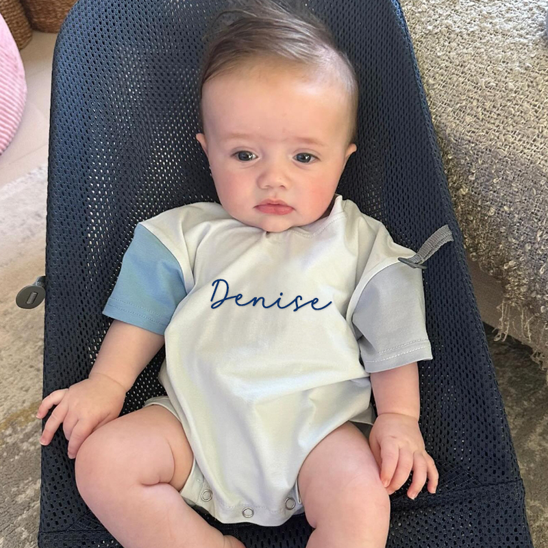 Personalized Baby Puff Name  Short Sleeve Shirt Romper| BBCloth49