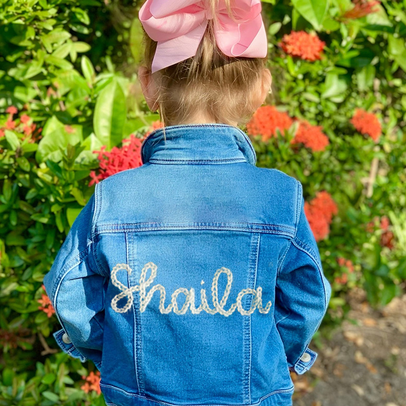 Personalized Kids Hand Embroidered Denim Jacket| Cloth161
