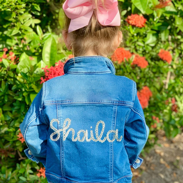 Personalized Kids Hand Embroidered Denim Jacket| Cloth161