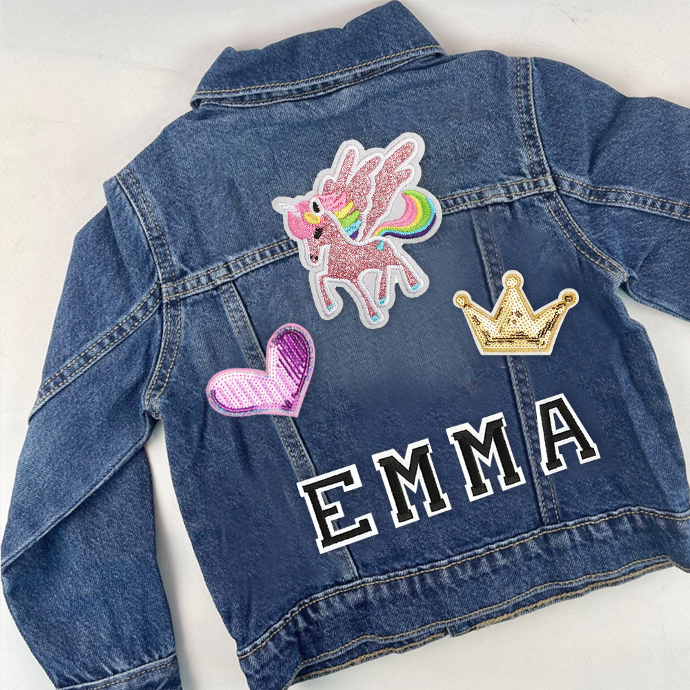 Personalized Girls Denim Patch Jacket| Cloth179