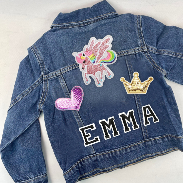 Personalized Girls Denim Patch Jacket| Cloth179