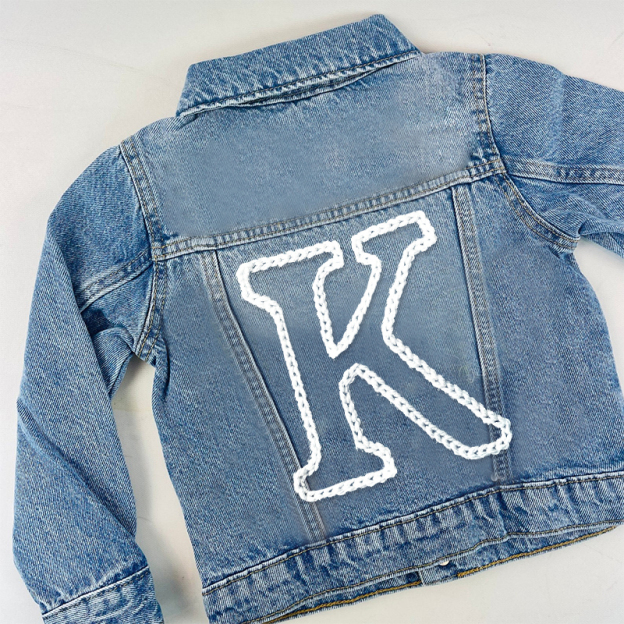 Personalized Hand Embroidered Kids Name Denim Jacket| Cloth189