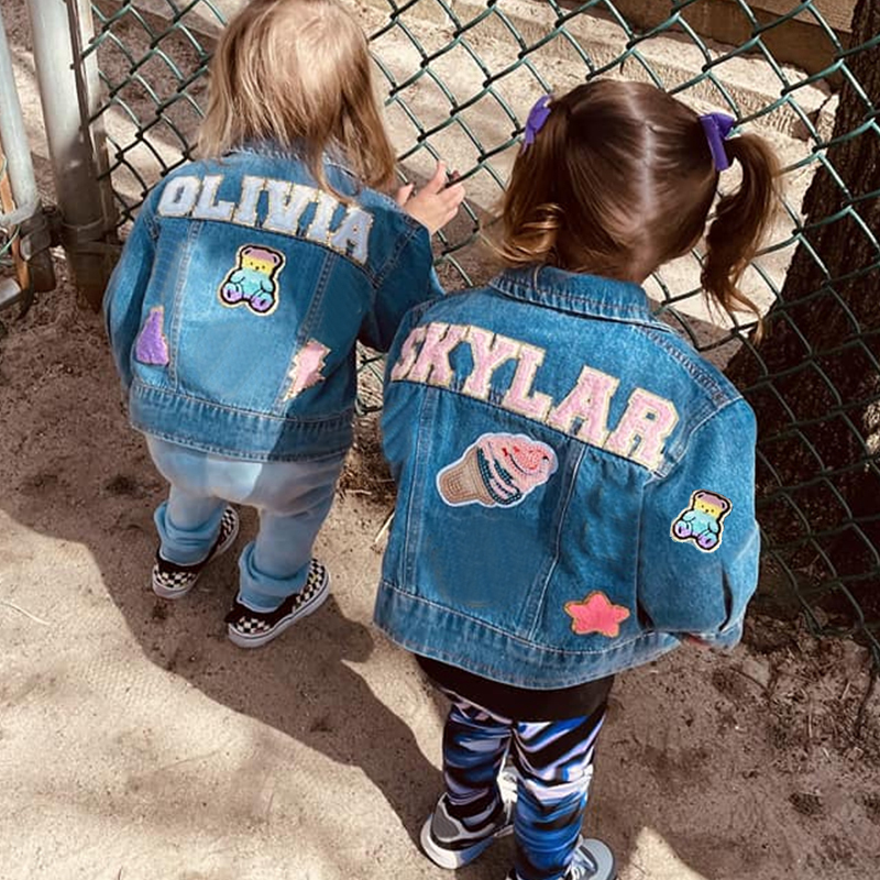 Personalized Hand Patch Kids Denim Jacket | Cloth190