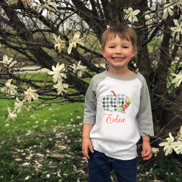 Personalized Kids Pumpkin Name Long Sleeves Shirt| Cloth12402