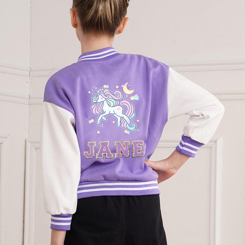 Personalized Unicorn Kids Baseball Jacket| Cloth198
