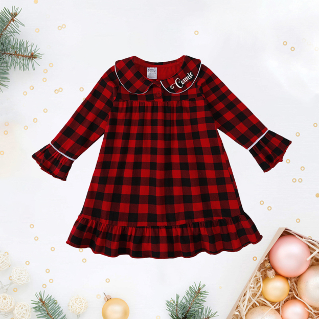 Personalized Kids Embroidered Name Christmas Pajamas| Cloth201