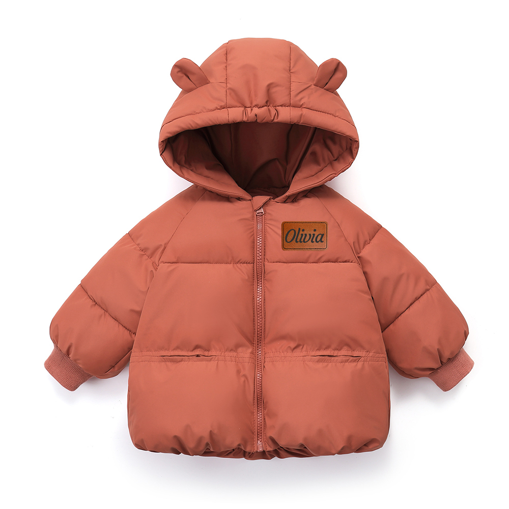 Personalized Kids Winter Thicken Warm Leather Hooded Jacket| Cloth204