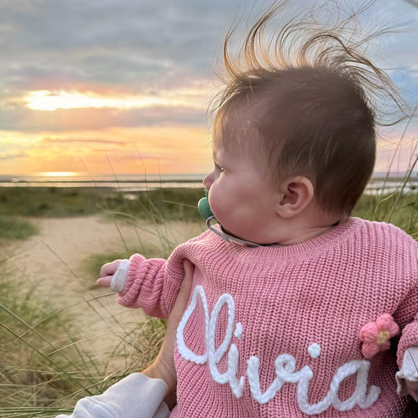 Personalized Hand Embroidered Kids Flower Sweater| Cloth18701