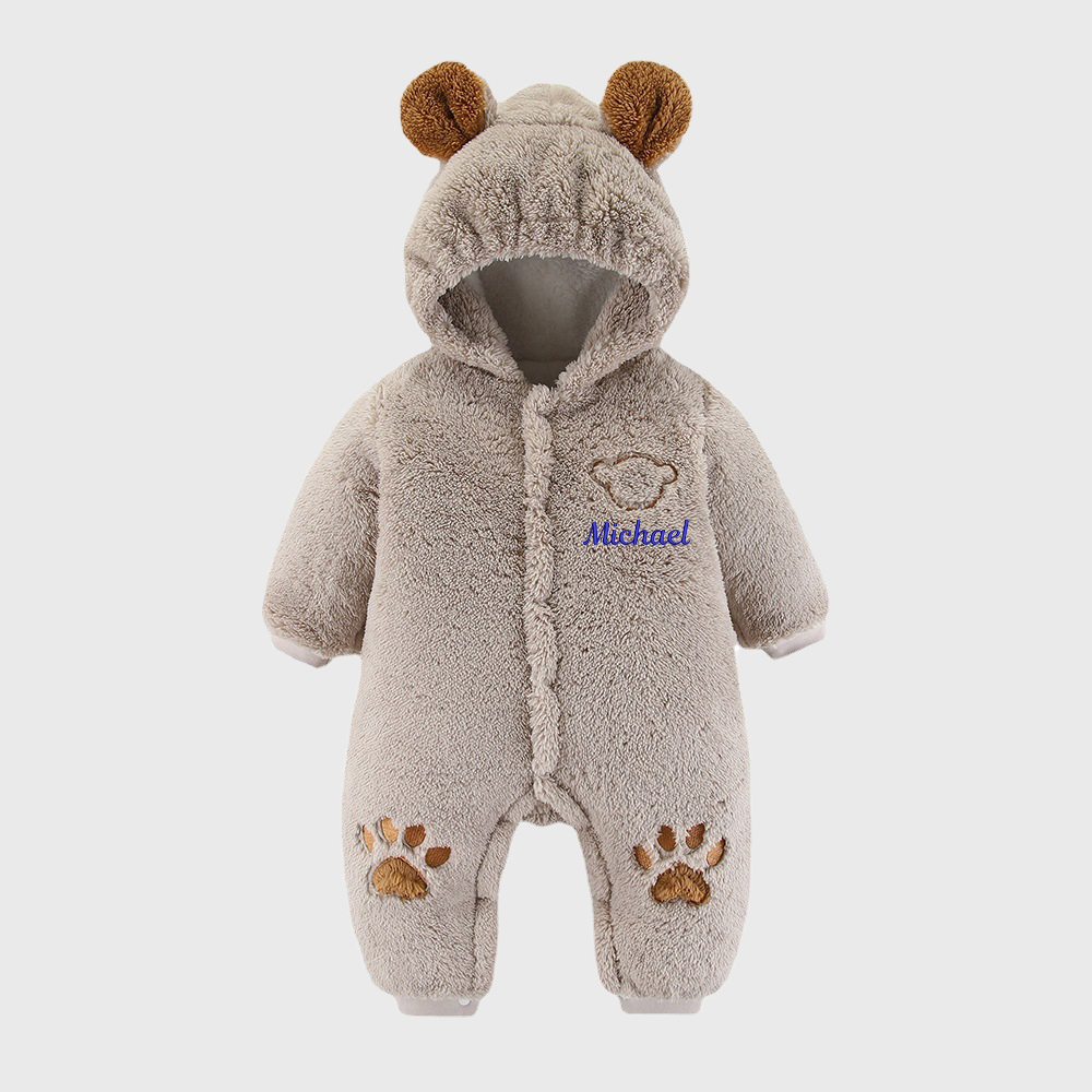 Personalized Unisex Baby Bear Fleece Jumpsuit| BBCloth77