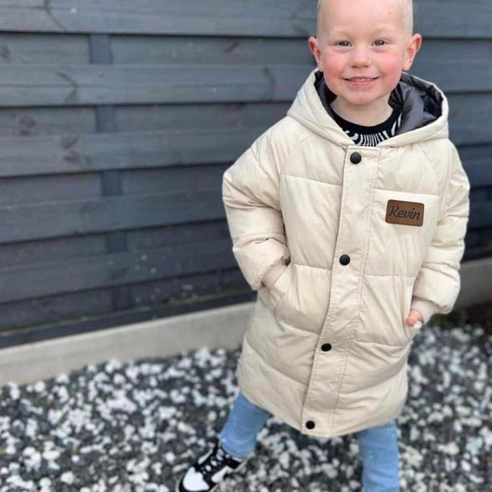 Personalized Kid Leather Patch Winter Thickened Warm Jacket| Cloth211
