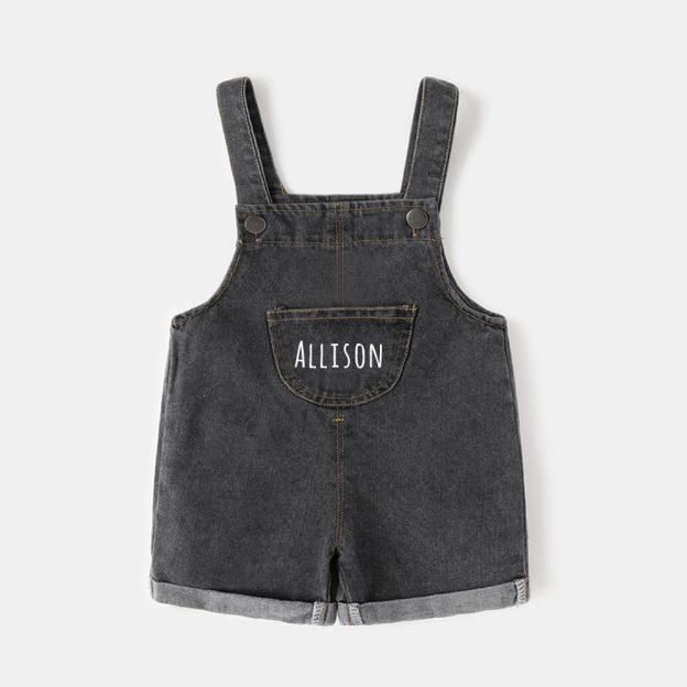 Personalized Kids Denim Overalls| Pants05