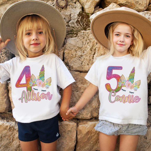 Personalized Girl Unicorn Birthday Party T-Shirt| Cloth1450