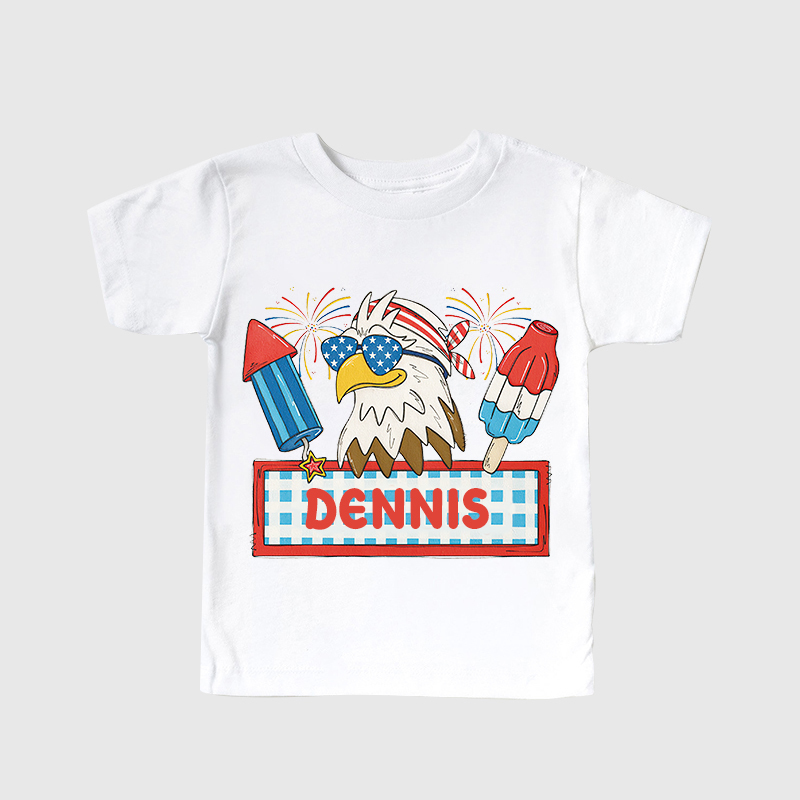 Personalized Kid 4th Of July Eagle Firework Independence T-Shirt| Cloth1461