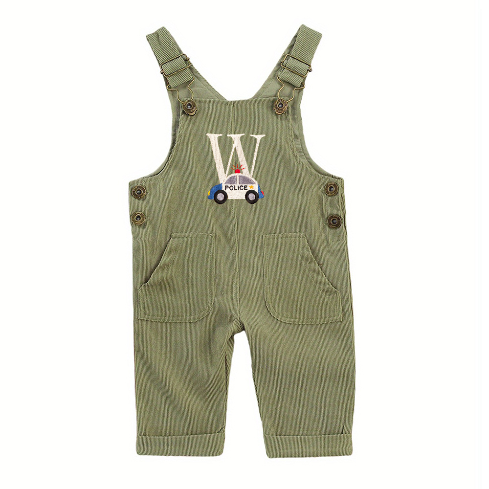 Personalized Embroidery Corduroy Baby Suspenders Jumpsuit | CWBaby387