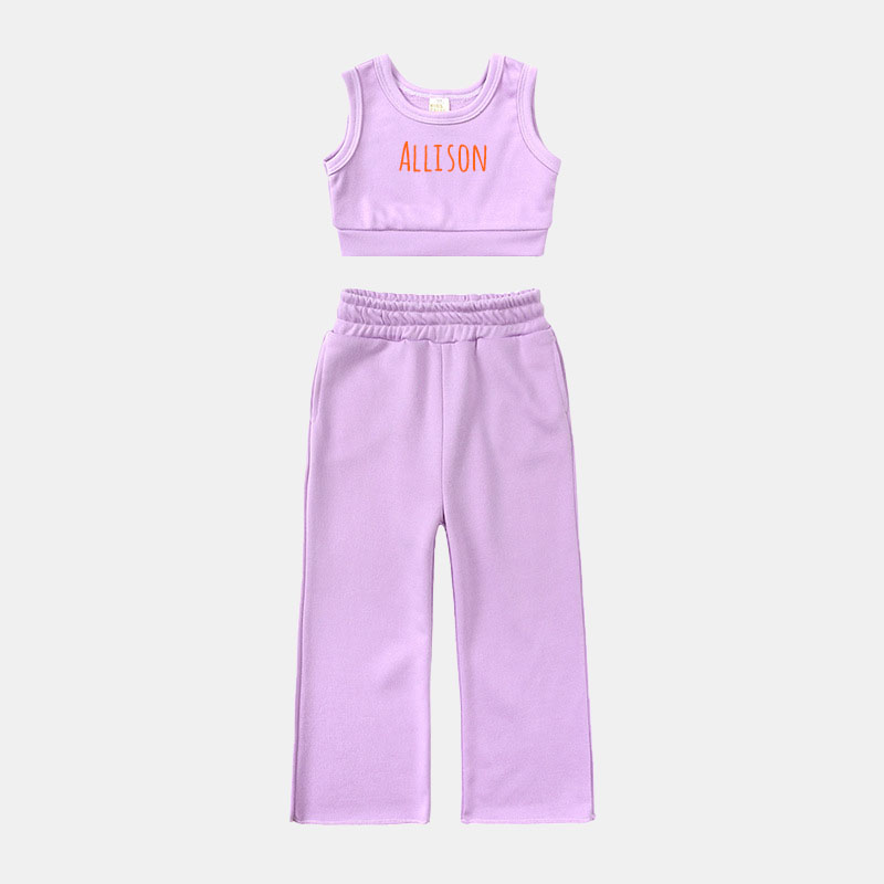 Personalized 2PCS Girl Summer Sleeveless Vest Set| Cloth222