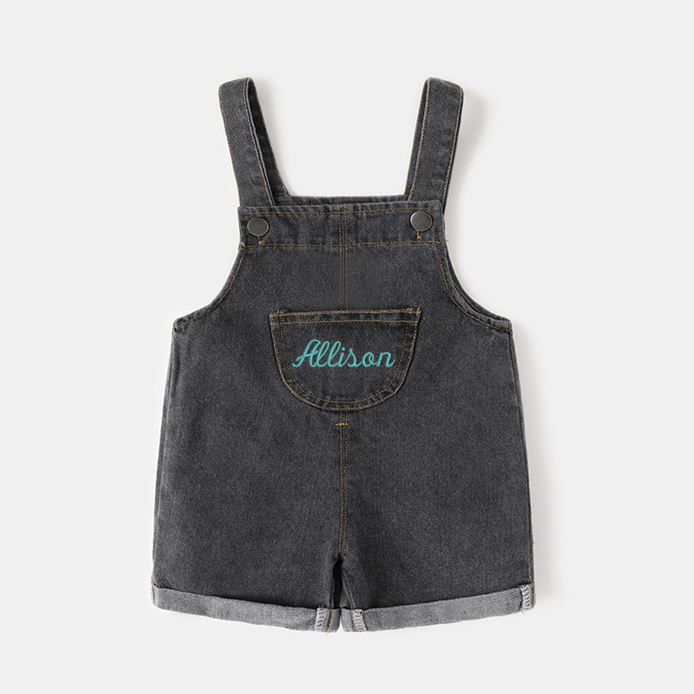 Personalized Kids Embroidered Denim Overalls| Pants21