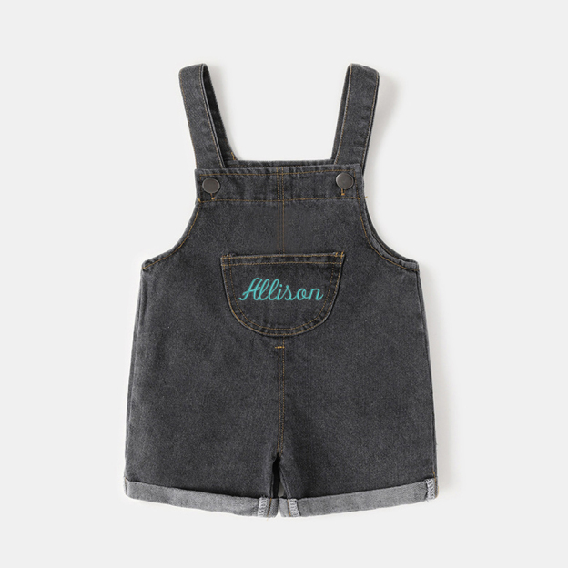 Personalized Kids Embroidered Denim Overalls| Pants21